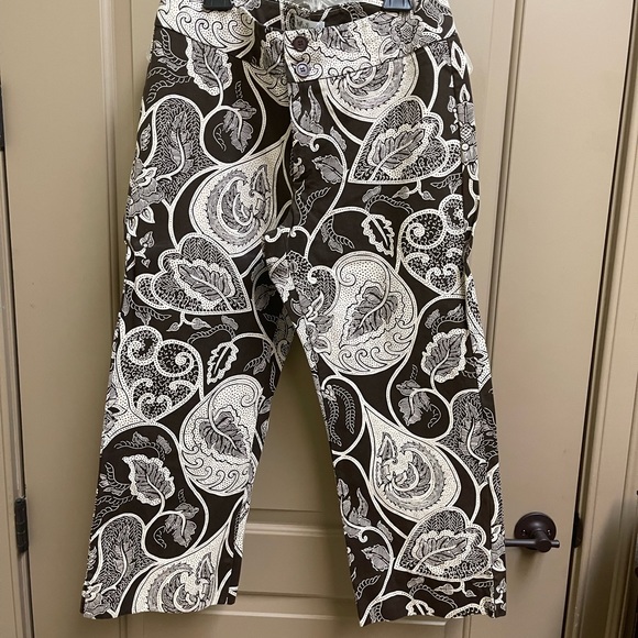 Brown, print, wide legged crop pants - Picture 1 of 3
